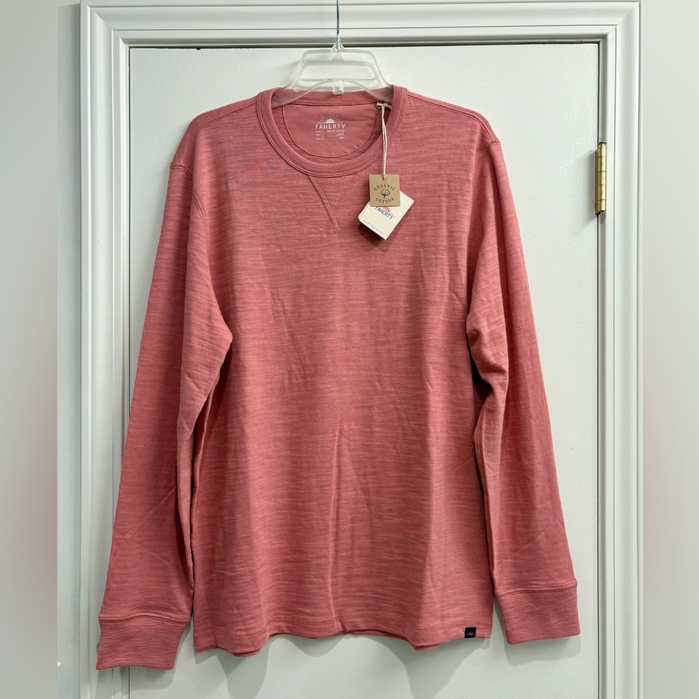 Faherty Men's Classic Sunwashed Salmon Crewneck Longsleeve Shirt